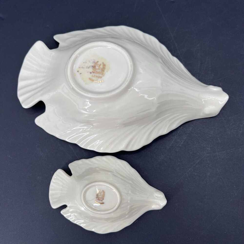Set of 2 Lenox China Dove Bird Shaped Nut Bowls Candy Dish Ivory Cream Gold Trim - Picture 8 of 8